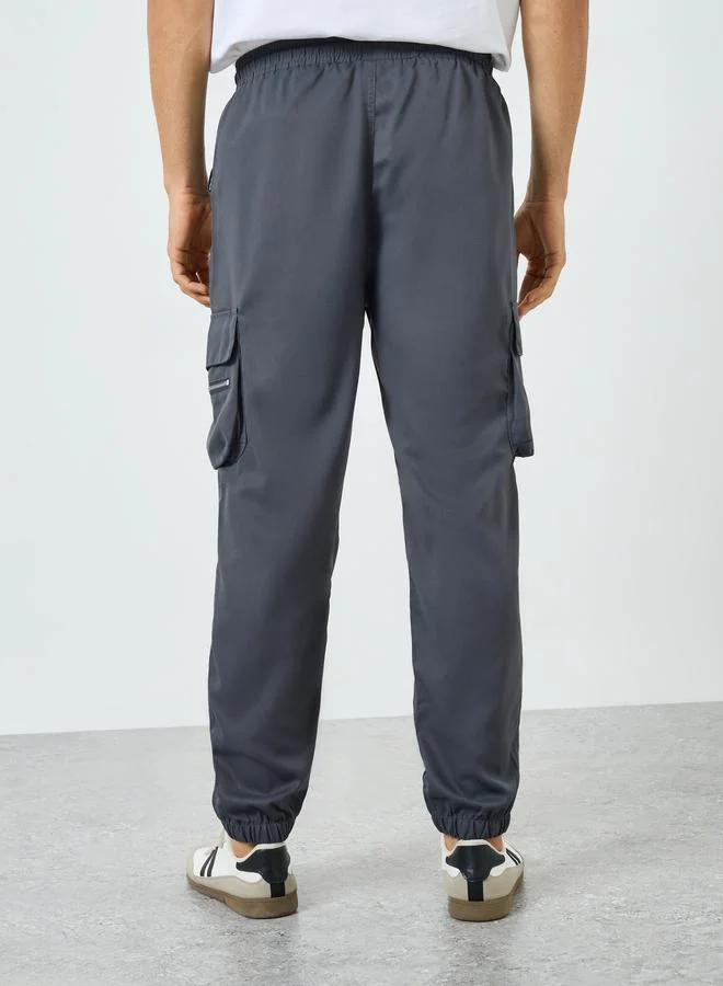 Take Two Charcoal Men Charcoal Relaxed Fit Cargo Pants for Men | Best Price UAE